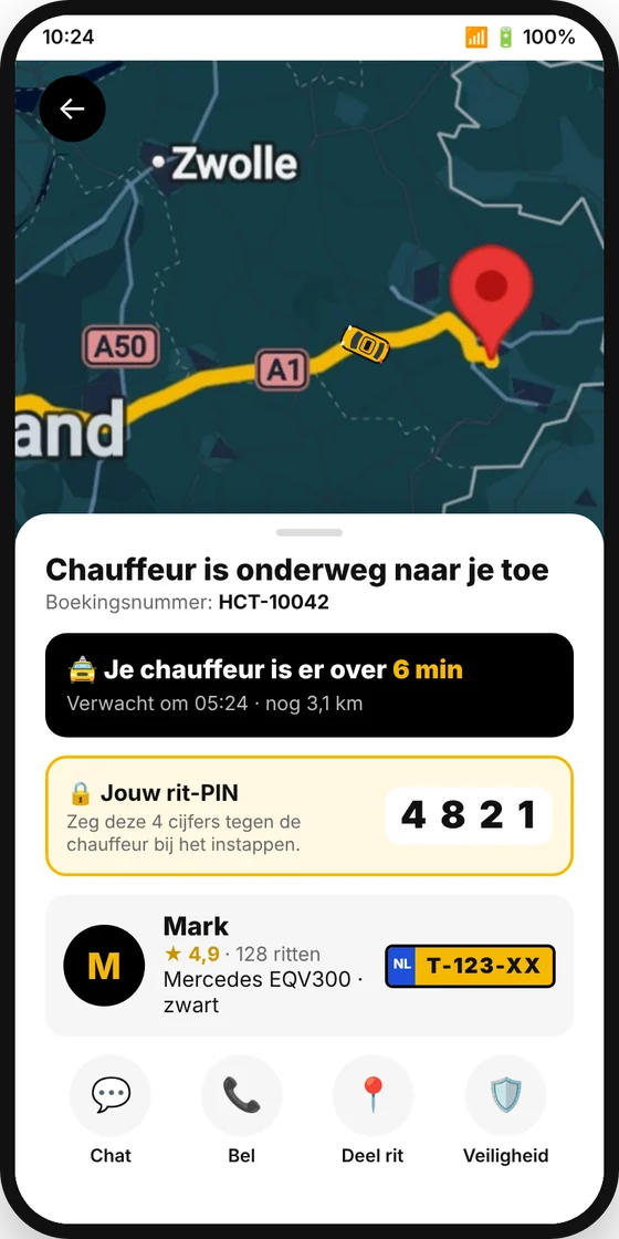 De Taxi H.C.T app: volg uw taxi live