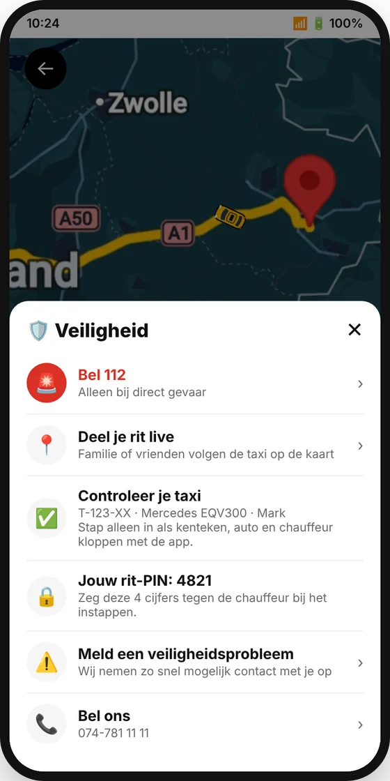 Taxi H.C.T app: veiligheid
