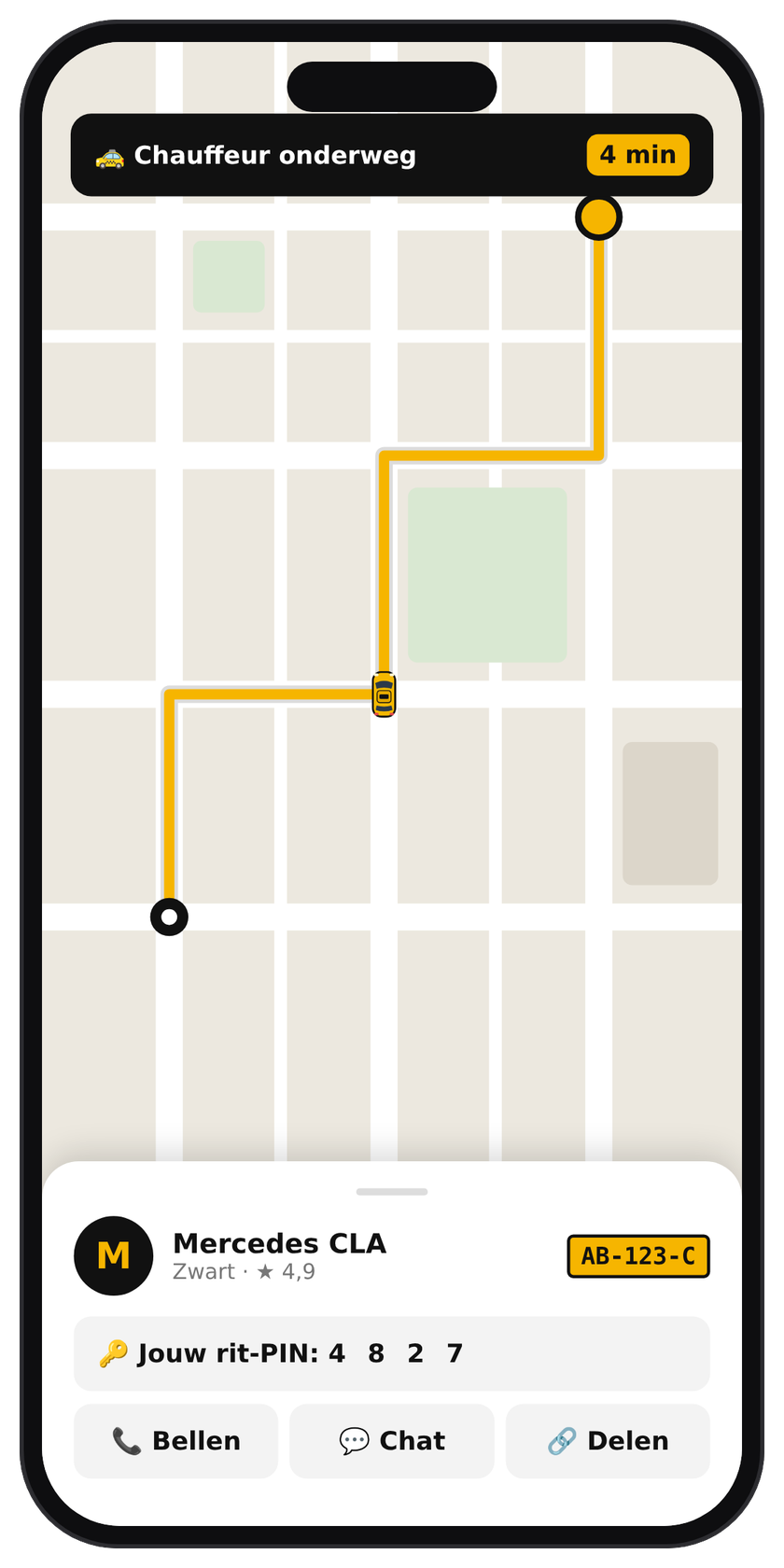 De Taxi H.C.T app: volg uw taxi live